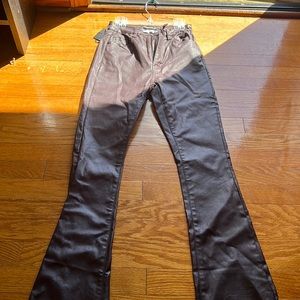 Brand New Brown Leather Flared Pants PrettyLittleThing